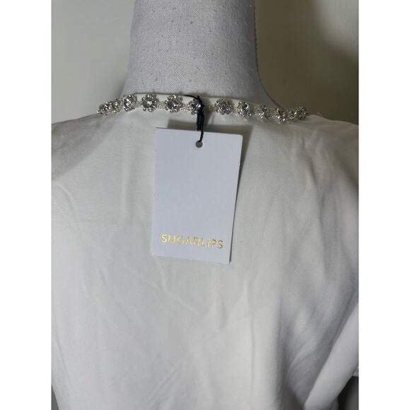 NWT Sugar Lips Off White Knee Length Short Sleeve Shift Dress Sz S - Picture 4 of 4